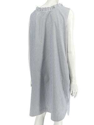 Lafayette 148 New York Navy & White Striped Sleeveless Shift Dress with Pockets – Size XL