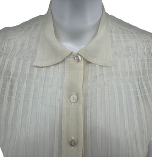 Giorgio Armani Sheer Silk-Blend Pleated Blouse – Size 38 – Made in Italy