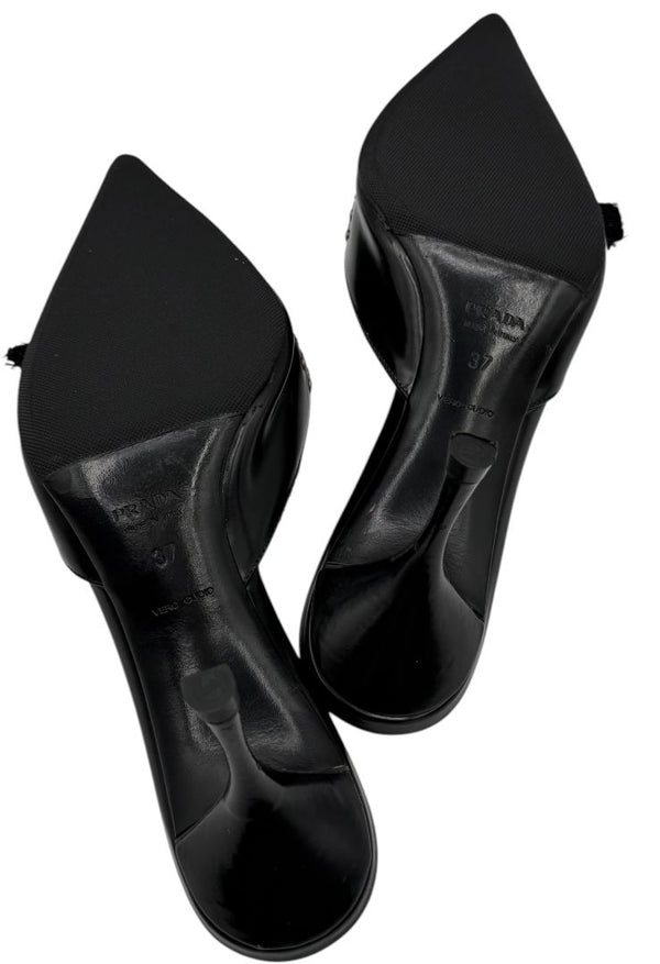 Prada Y2K Ribbon Kitten Heel Mules - Size 37