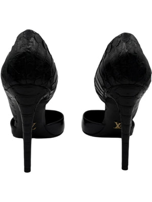 Louis Vuitton Black Patent & Exotic Embossed Leather D’Orsay Pumps – Size 39