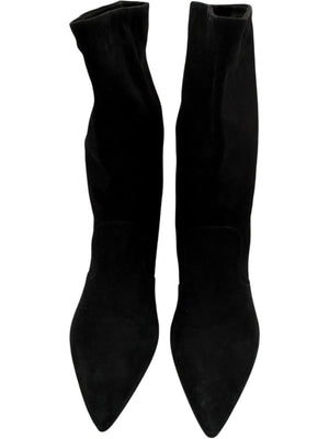 Prada Black Suede Mid-Calf Boots – Size 39.5