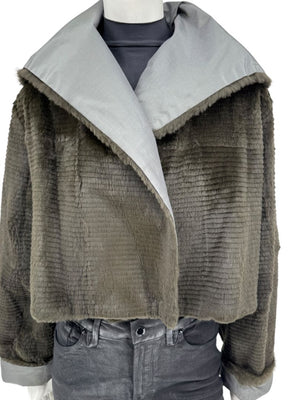 Peter Cohen Olive Brown Textured Fur Jacket – Size L