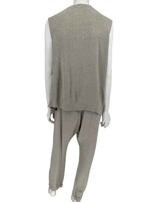 Rick Owens Taupe Draped Tank & Textured Jogger Set - Size IT 42 / US 6