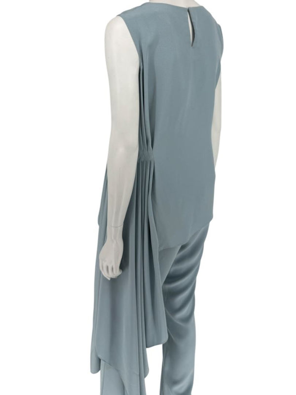 Pamella Roland Blue Draped Tunic & Pants Set Women’s Evening Formal 2 Piece – Size L