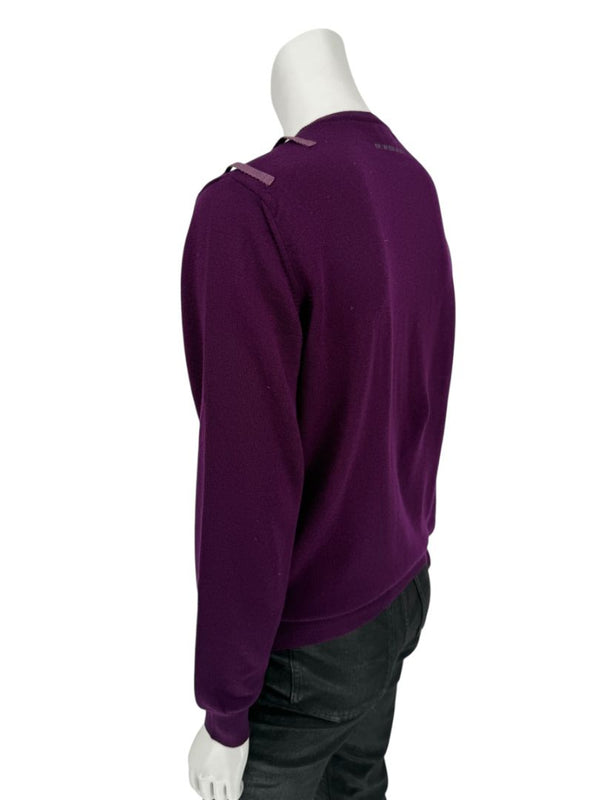 Burberry London Plum Merino Wool Sweater – Size S Mens
