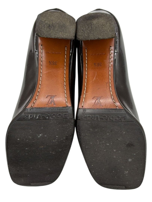 Louis Vuitton Brown Patent Leather Damier Accent Pumps Size 36.5