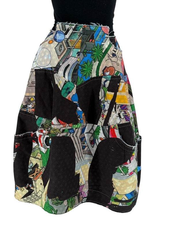 Comme des Garçons Printed Patchwork Skirt – Size XS - Made In Japan