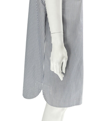 Lafayette 148 New York Navy & White Striped Sleeveless Shift Dress with Pockets – Size XL