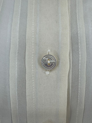 Giorgio Armani Sheer Silk-Blend Pleated Blouse – Size 38 – Made in Italy