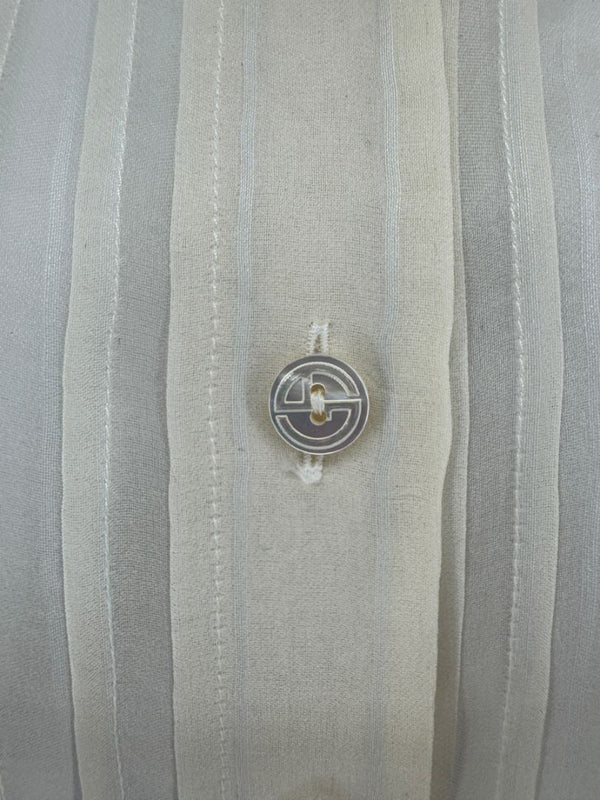 Giorgio Armani Sheer Silk-Blend Pleated Blouse – Size 38 – Made in Italy