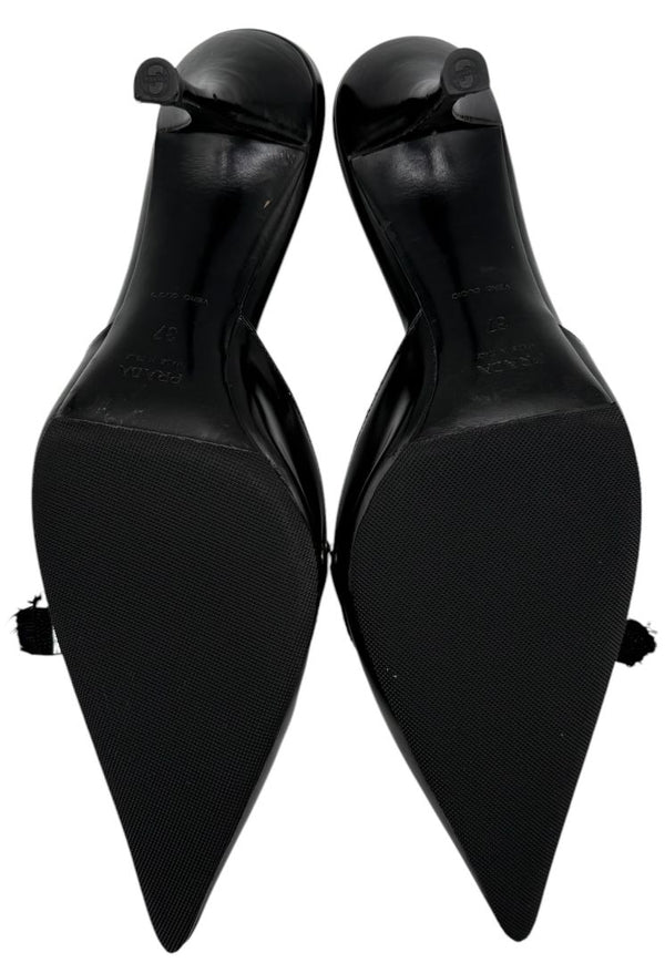 Prada Y2K Ribbon Kitten Heel Mules - Size 37