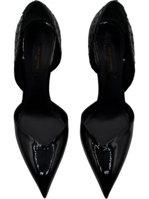 Louis Vuitton Black Patent & Exotic Embossed Leather D’Orsay Pumps – Size 39