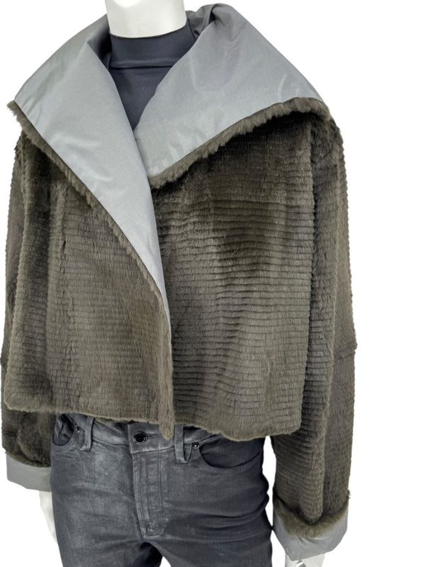 Peter Cohen Olive Brown Textured Fur Jacket – Size L