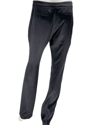 Pamella Roland Black Satin Tapered Pants – Large