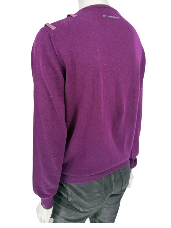 Burberry London Plum Merino Wool Sweater – Size S Mens
