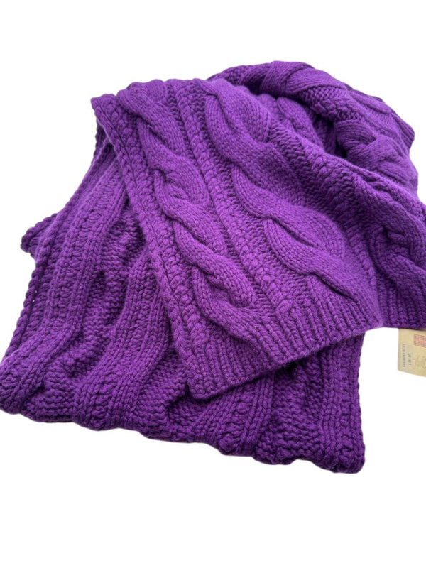 Burberry Violet Wool-Cashmere Cable Knit Scarf – Brand New With Tags