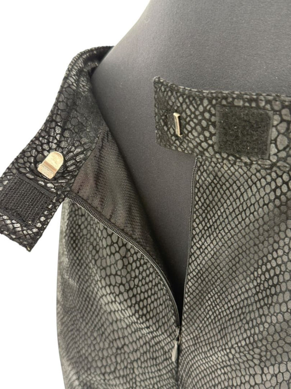 Adler Collection Black & Grey Faux Snake Embossed Leather Pantsuit – New with Tags