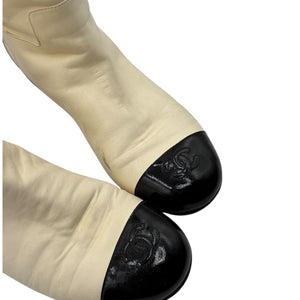 Chanel Two-Tone Calf Leather Mid-Calf Boots – Size 40