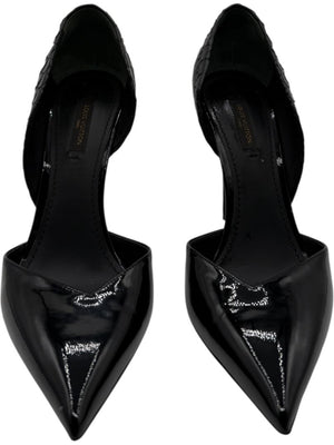 Louis Vuitton Black Patent & Exotic Embossed Leather D’Orsay Pumps – Size 39