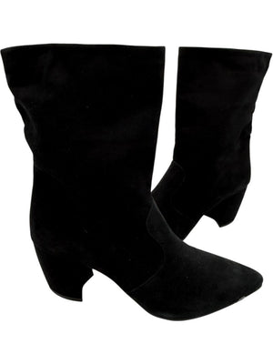 Prada Black Suede Mid-Calf Boots – Size 39.5