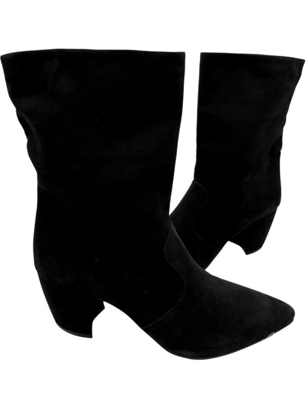 Prada Black Suede Mid-Calf Boots – Size 39.5