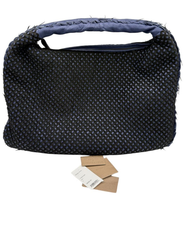 Bottega Veneta  Nappa Silk Mini Ponza Devore Fuzzy Maxi Hobo Indigo