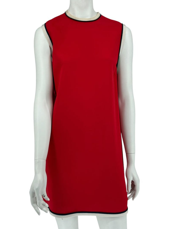 GUCCI Black Sleeveless Mini Dress with Red & Cream Trim - Size IT 46