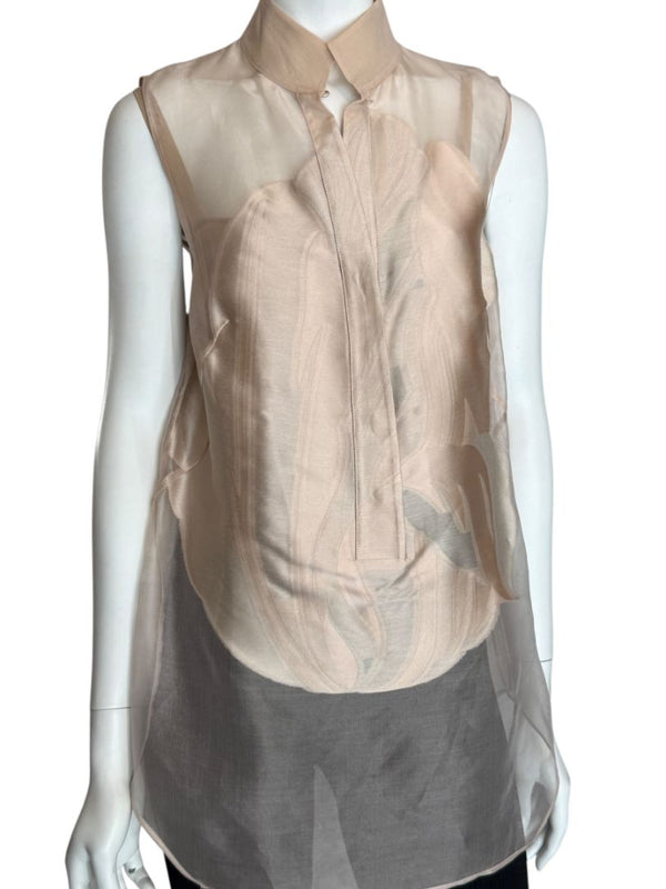 Akris Sheer Silk Organza Sleeveless Blouse – Size US 10 (FR 42 / DE 40)
