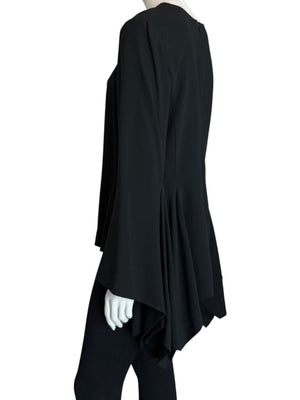 Pamella Roland Peplum Black Blouse with Bell Sleeves - Large