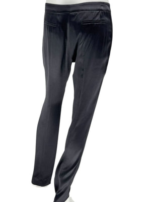 Pamella Roland Black Satin Tapered Pants – Large