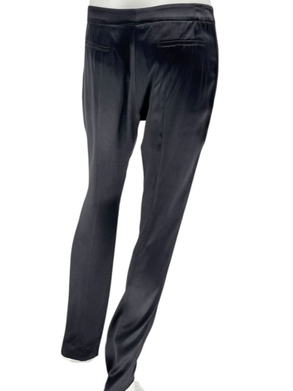 Pamella Roland Black Satin Tapered Pants – Large