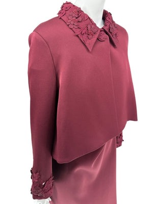 Pamella Roland Burgundy Embellished 2-Piece Set – Large