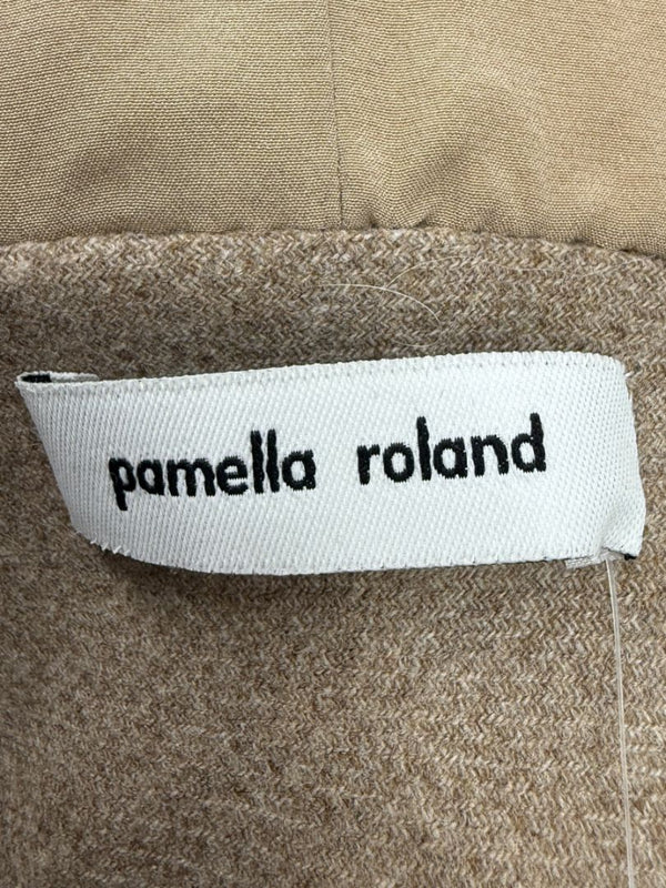 Pamella Roland Grey Wool Cape Style Jacket with Fur Trim Hood & Cuffs – Large