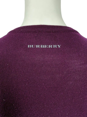 Burberry London Plum Merino Wool Sweater – Size S Mens