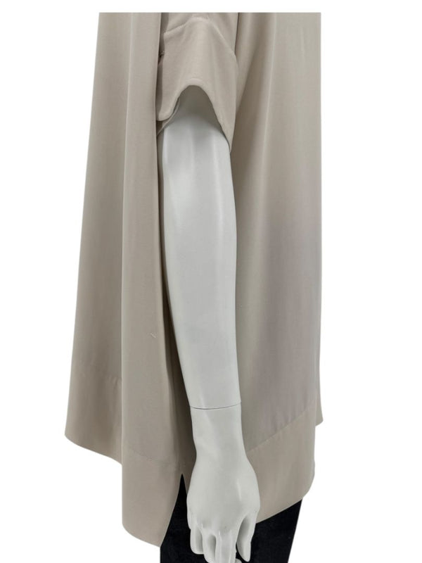 Loro Piana Taupe Silk Short-Sleeve Blouse – Large