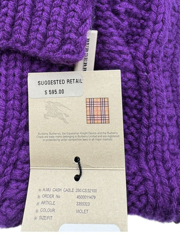 Burberry Violet Wool-Cashmere Cable Knit Scarf – Brand New With Tags
