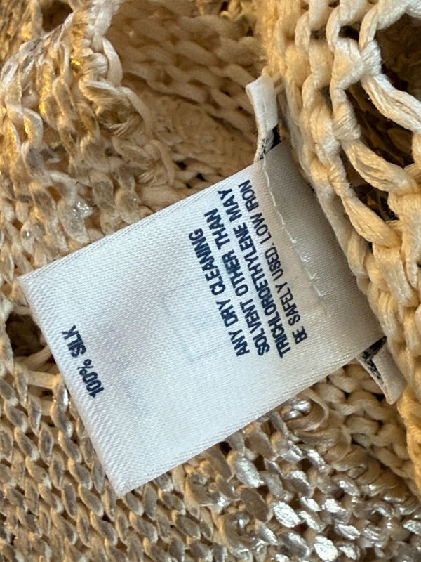 Oscar de la Renta Metallic-Accented Open-Knit Sweater – Size XL