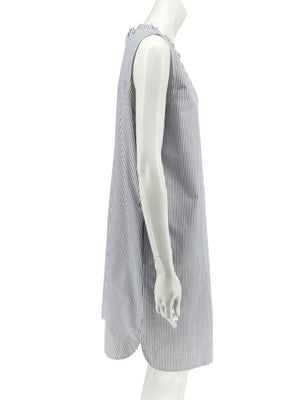 Lafayette 148 New York Navy & White Striped Sleeveless Shift Dress with Pockets – Size XL