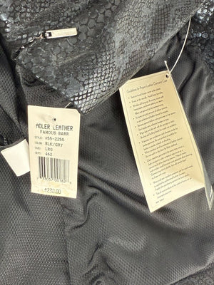 Adler Collection Black & Grey Faux Snake Embossed Leather Pantsuit – New with Tags