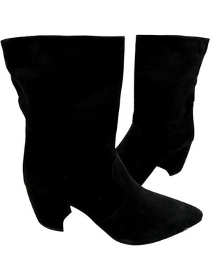 Prada Black Suede Mid-Calf Boots – Size 39.5