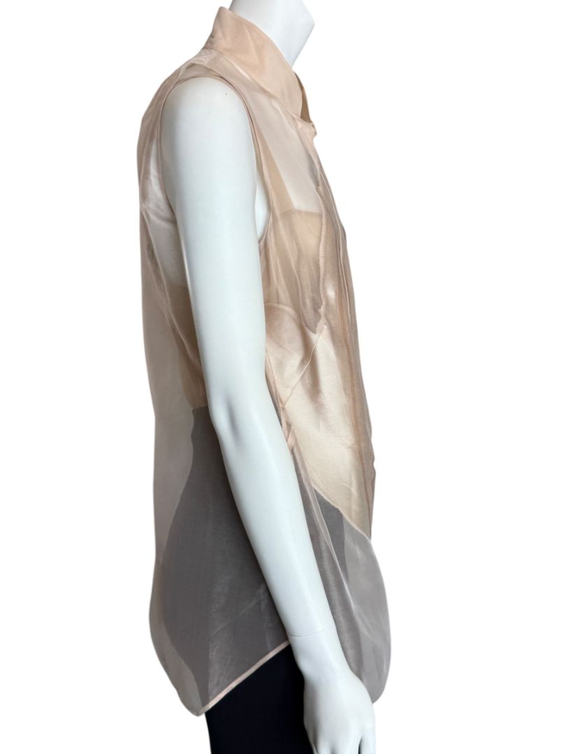 Akris Sheer Silk Organza Sleeveless Blouse – Size US 10 (FR 42 / DE 40)