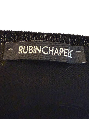 Rubin Chapelle Black Merino Wool Deep V-Neck Sweater – Large Made in Italy