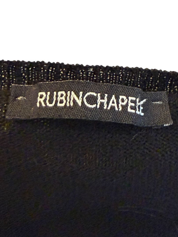 Rubin Chapelle Black Merino Wool Deep V-Neck Sweater – Large Made in Italy