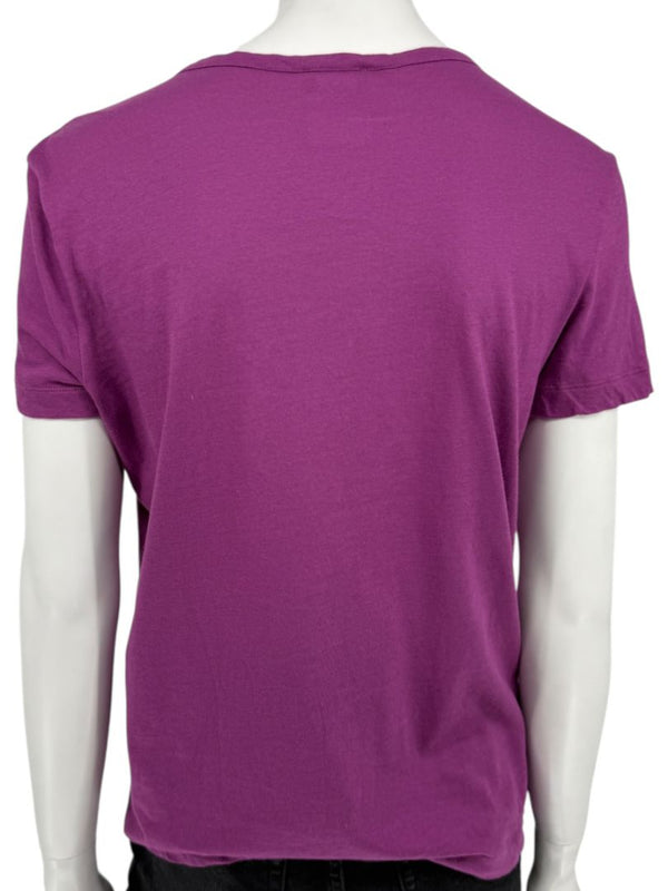 Chanel Purple Cotton T-Shirt with Beaded CC Logo – Spring 2009 Collection – Size FR 44 (US 10/12)