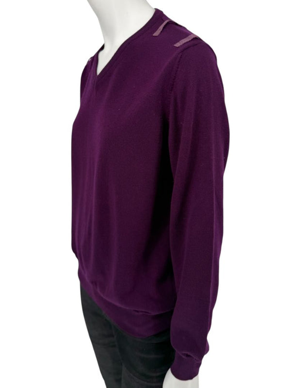 Burberry London Plum Merino Wool Sweater – Size S Mens