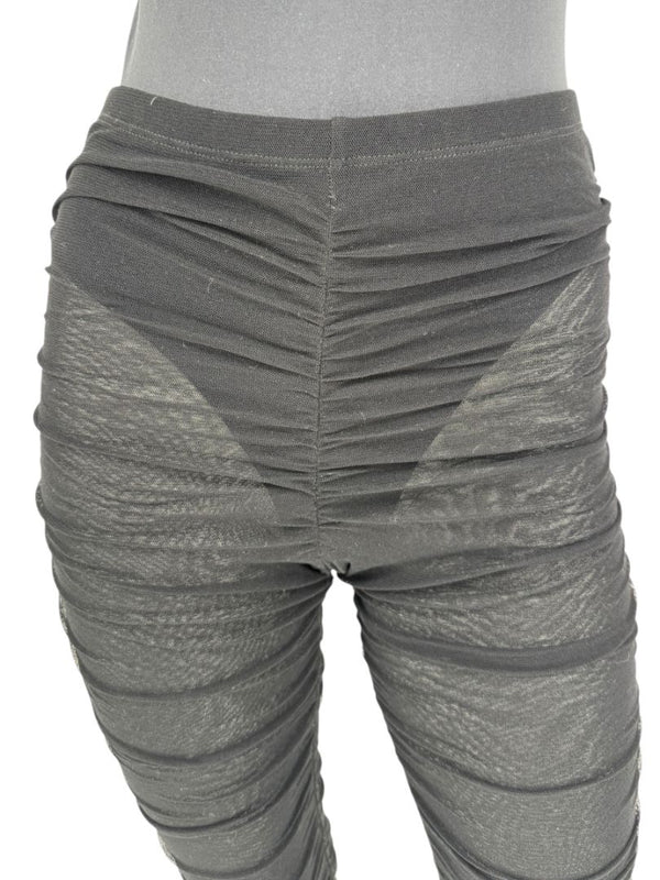Jean Paul Gaultier Black Ruched Mesh Leggings – Size L