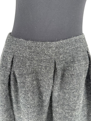 Ron Leal Charcoal Alpaca–Linen Pleated A-Line Skirt – Size 14