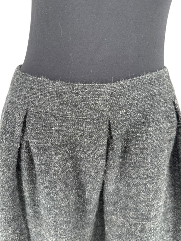 Ron Leal Charcoal Alpaca–Linen Pleated A-Line Skirt – Size 14