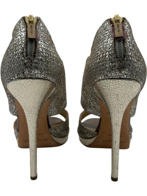 Jimmy Choo Glitter-Covered Gold Platform Heels – Size 39