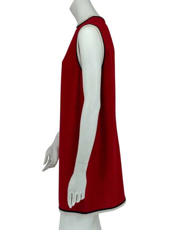 GUCCI Black Sleeveless Mini Dress with Red & Cream Trim - Size IT 46